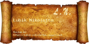 Lubik Nikoletta névjegykártya